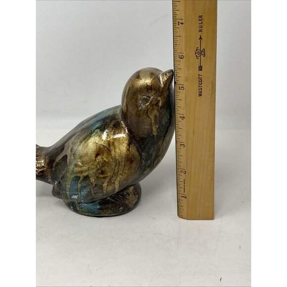 Set Of 2 Turquoise Blue And Gold Metallic Ceramic Bird Figurines Kirklands - Picture 9 of 11